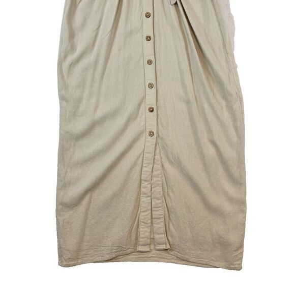 Free People‎ Vintage Summer Midi Dress Women's Sz XS Beige Neutral Coastal - Picture 3 of 9